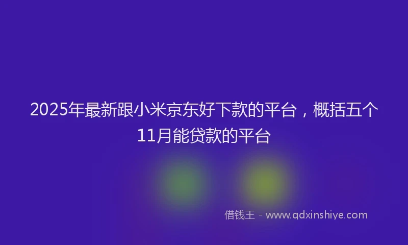 2025年最新跟小米京东好下款的平台，概括五个11月能贷款的平台