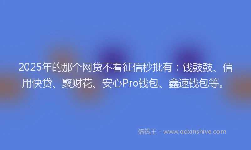 2025年的那个网贷不看征信秒批有：钱鼓鼓、信用快贷、聚财花、安心Pro钱包、鑫速钱包等。