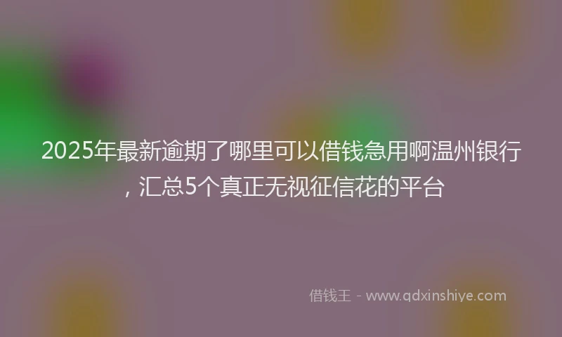 2025年最新逾期了哪里可以借钱急用啊温州银行，汇总5个真正无视征信花的平台