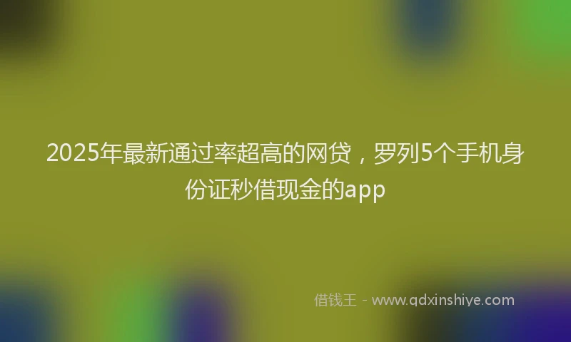 2025年最新通过率超高的网贷，罗列5个手机身份证秒借现金的app