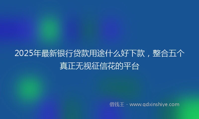 2025年最新银行贷款用途什么好下款，整合五个真正无视征信花的平台