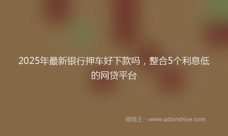 2025年最新银行押车好下款吗，整合5个利息低的网贷平台