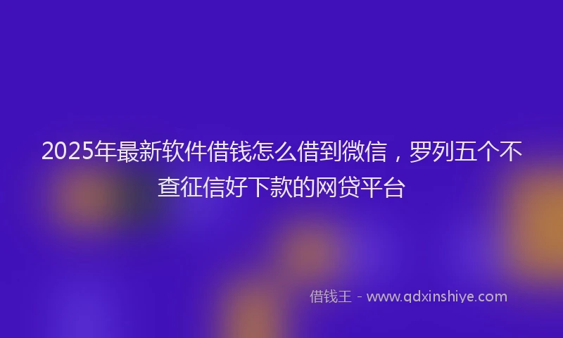 2025年最新软件借钱怎么借到微信，罗列五个不查征信好下款的网贷平台