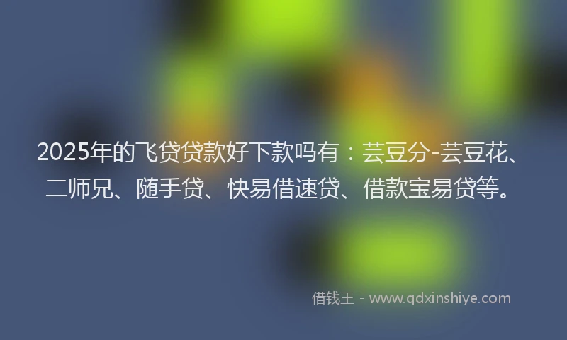 2025年的飞贷贷款好下款吗有：芸豆分-芸豆花、二师兄、随手贷、快易借速贷、借款宝易贷等。
