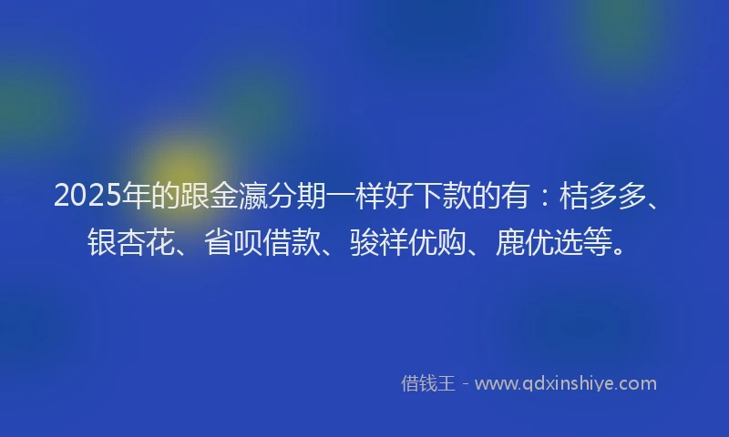2025年的跟金瀛分期一样好下款的有：桔多多、银杏花、省呗借款、骏祥优购、鹿优选等。