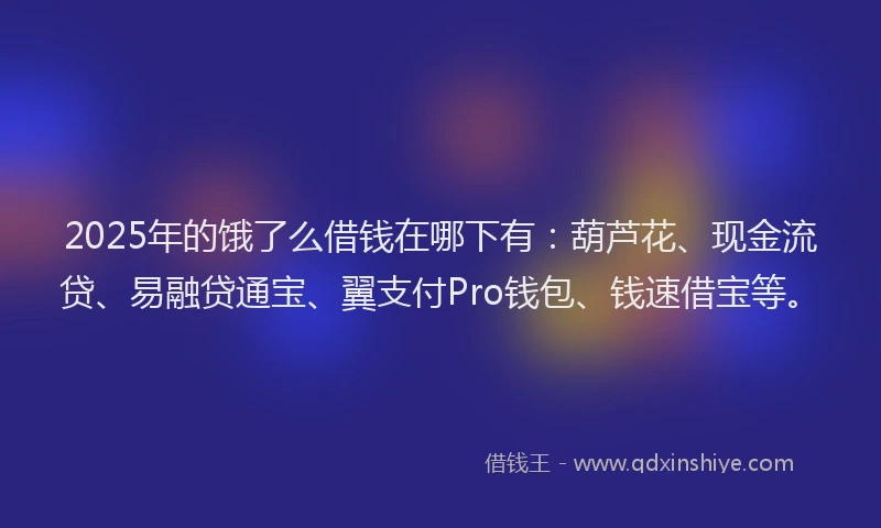 2025年的饿了么借钱在哪下有：葫芦花、现金流贷、易融贷通宝、翼支付Pro钱包、钱速借宝等。