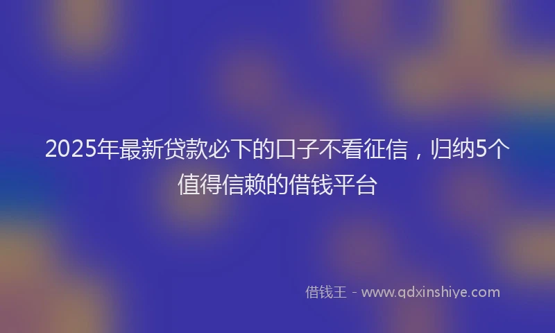2025年最新贷款必下的口子不看征信，归纳5个值得信赖的借钱平台