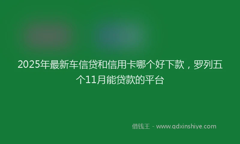 2025年最新车信贷和信用卡哪个好下款，罗列五个11月能贷款的平台