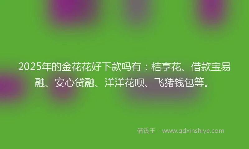 2025年的金花花好下款吗有：桔享花、借款宝易融、安心贷融、洋洋花呗、飞猪钱包等。