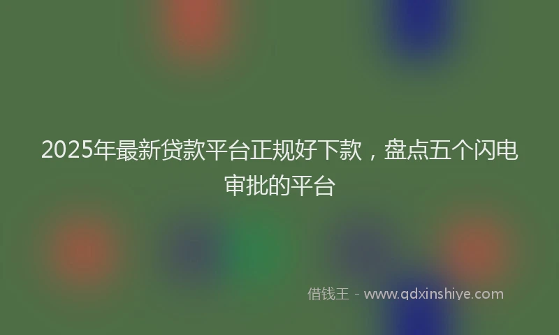 2025年最新贷款平台正规好下款，盘点五个闪电审批的平台