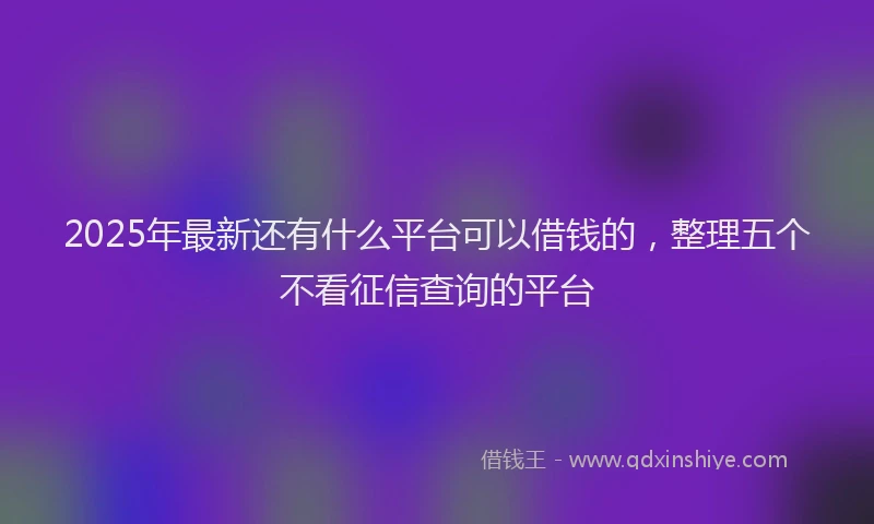 2025年最新还有什么平台可以借钱的，整理五个不看征信查询的平台