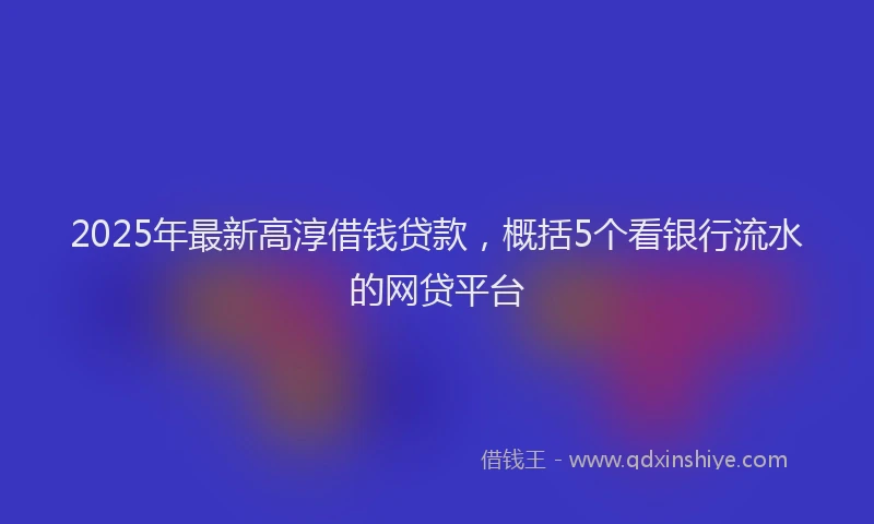2025年最新高淳借钱贷款，概括5个看银行流水的网贷平台