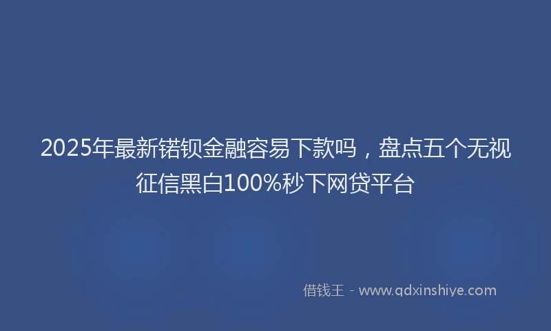 2025年最新锘钡金融容易下款吗，盘点五个无视征信黑白100%秒下网贷平台