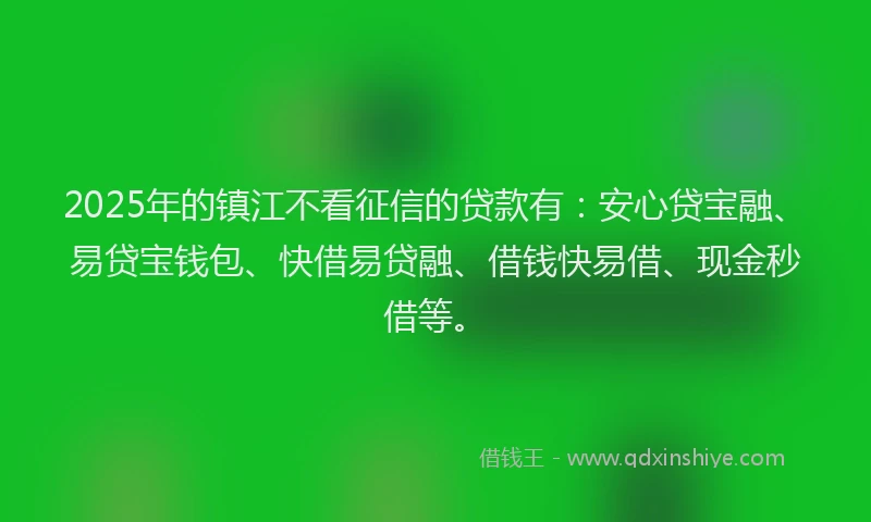 2025年的镇江不看征信的贷款有：安心贷宝融、易贷宝钱包、快借易贷融、借钱快易借、现金秒借等。