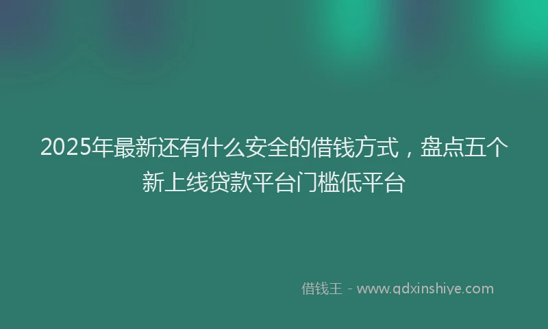 2025年最新还有什么安全的借钱方式，盘点五个新上线贷款平台门槛低平台