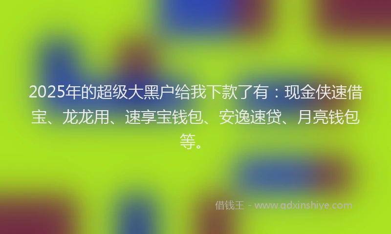 2025年的超级大黑户给我下款了有：现金侠速借宝、龙龙用、速享宝钱包、安逸速贷、月亮钱包等。