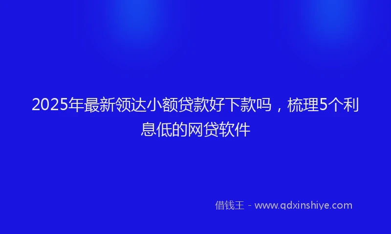 2025年最新领达小额贷款好下款吗，梳理5个利息低的网贷软件
