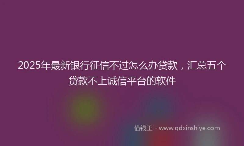 2025年最新银行征信不过怎么办贷款，汇总五个贷款不上诚信平台的软件