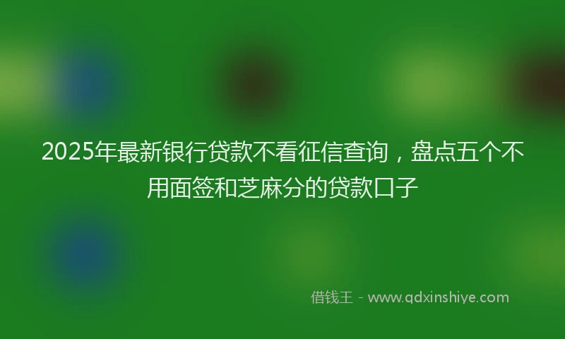 2025年最新银行贷款不看征信查询，盘点五个不用面签和芝麻分的贷款口子