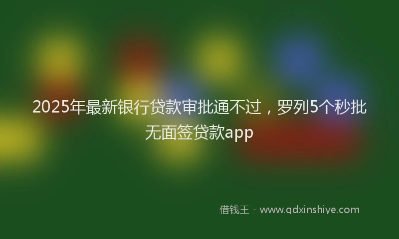 2025年最新银行贷款审批通不过，罗列5个秒批无面签贷款app