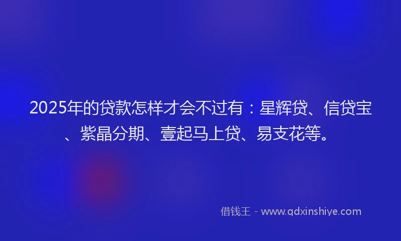 2025年的贷款怎样才会不过有：星辉贷、信贷宝、紫晶分期、壹起马上贷、易支花等。