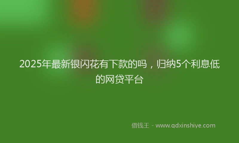 2025年最新银闪花有下款的吗，归纳5个利息低的网贷平台