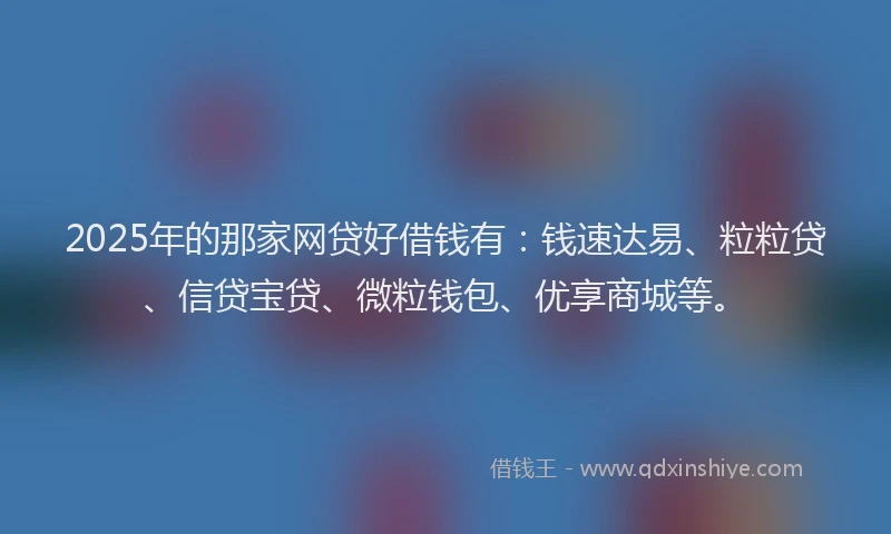 2025年的那家网贷好借钱有：钱速达易、粒粒贷、信贷宝贷、微粒钱包、优享商城等。