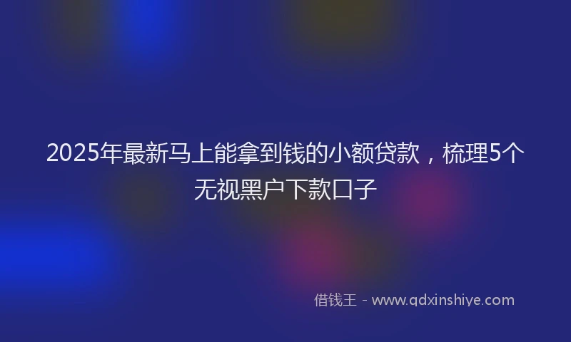 2025年最新马上能拿到钱的小额贷款，梳理5个无视黑户下款口子