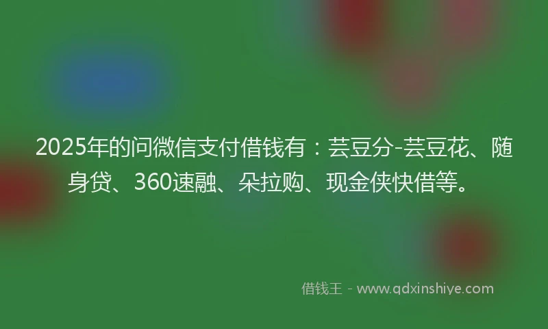 2025年的问微信支付借钱有：芸豆分-芸豆花、随身贷、360速融、朵拉购、现金侠快借等。