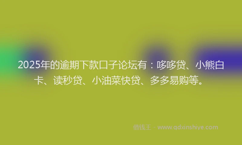 2025年的逾期下款口子论坛有：哆哆贷、小熊白卡、读秒贷、小油菜快贷、多多易购等。