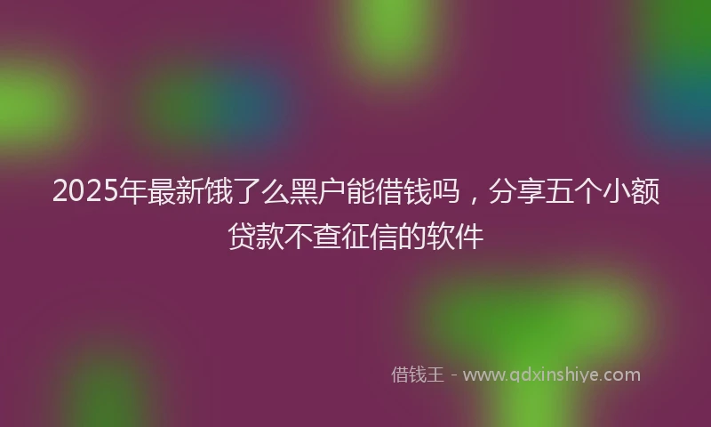 2025年最新饿了么黑户能借钱吗，分享五个小额贷款不查征信的软件