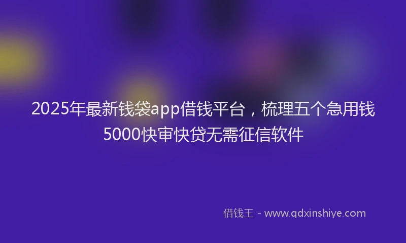 2025年最新钱袋app借钱平台，梳理五个急用钱5000快审快贷无需征信软件