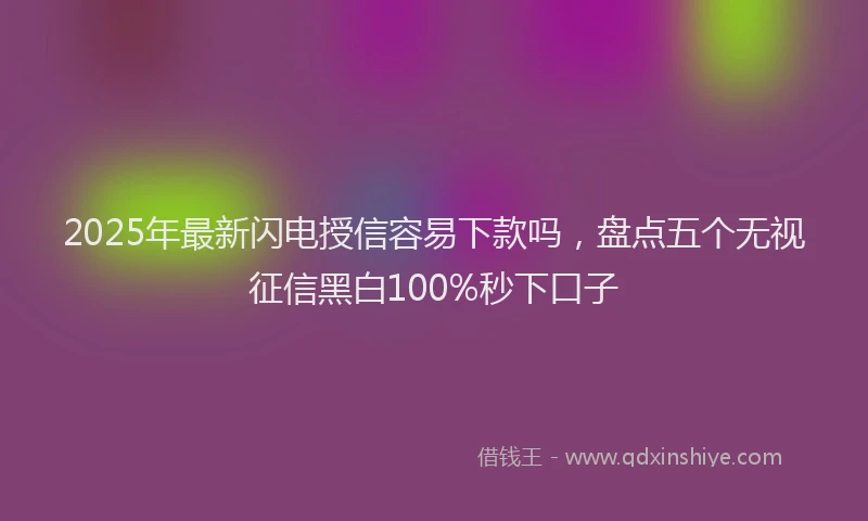 2025年最新闪电授信容易下款吗，盘点五个无视征信黑白100%秒下口子