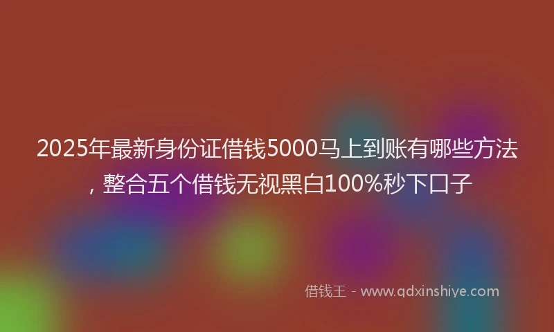 2025年最新身份证借钱5000马上到账有哪些方法，整合五个借钱无视黑白100%秒下口子