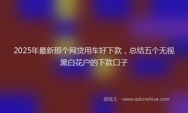 2025年最新那个网贷用车好下款，总结五个无视黑白花户的下款口子