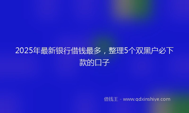 2025年最新银行借钱最多，整理5个双黑户必下款的口子