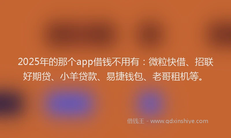 2025年的那个app借钱不用有：微粒快借、招联好期贷、小羊贷款、易捷钱包、老哥租机等。