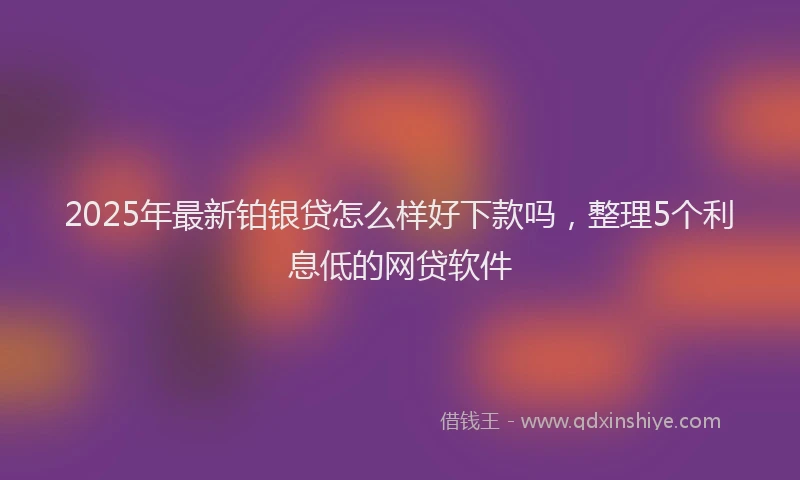 2025年最新铂银贷怎么样好下款吗，整理5个利息低的网贷软件