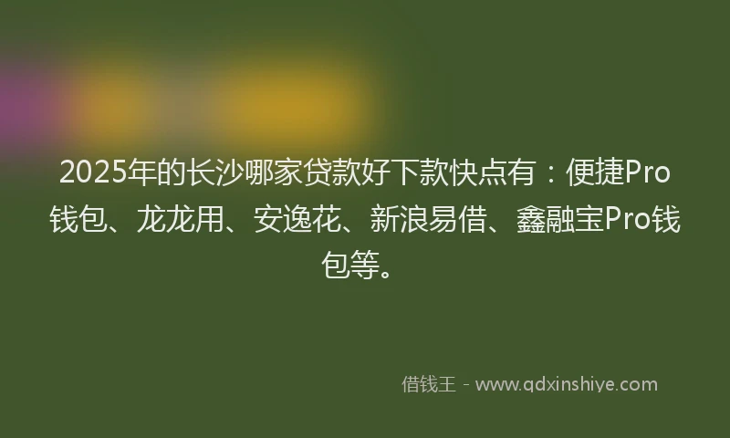 2025年的长沙哪家贷款好下款快点有：便捷Pro钱包、龙龙用、安逸花、新浪易借、鑫融宝Pro钱包等。