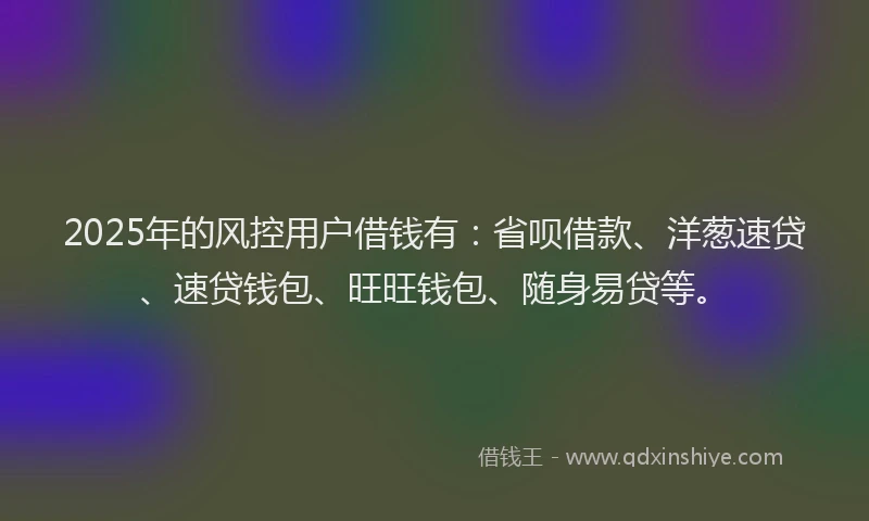 2025年的风控用户借钱有：省呗借款、洋葱速贷、速贷钱包、旺旺钱包、随身易贷等。
