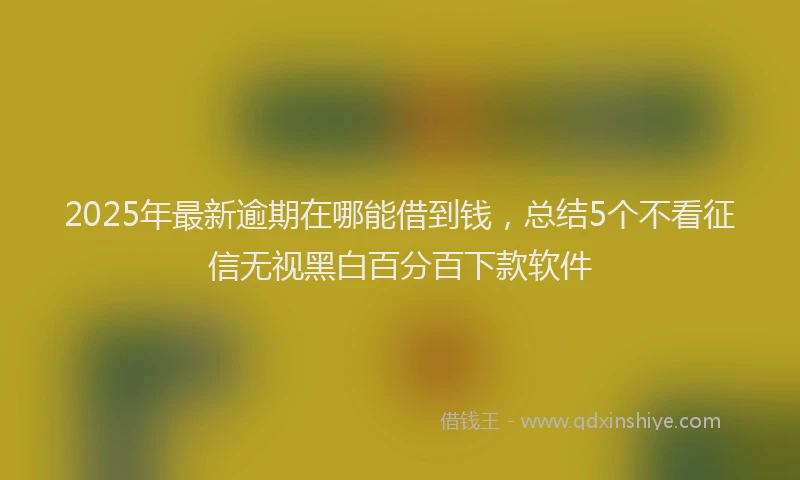 2025年最新逾期在哪能借到钱，总结5个不看征信无视黑白百分百下款软件