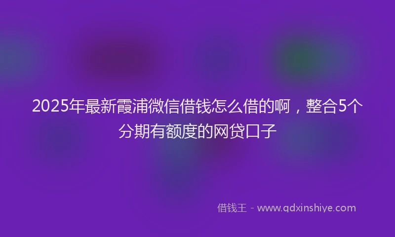 2025年最新霞浦微信借钱怎么借的啊，整合5个分期有额度的网贷口子