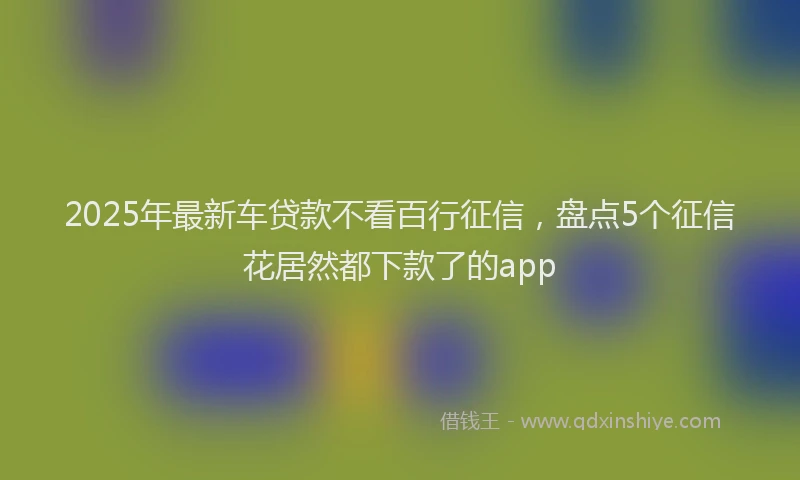 2025年最新车贷款不看百行征信，盘点5个征信花居然都下款了的app