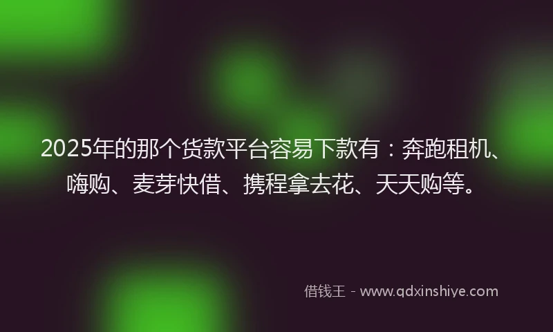 2025年的那个货款平台容易下款有：奔跑租机、嗨购、麦芽快借、携程拿去花、天天购等。