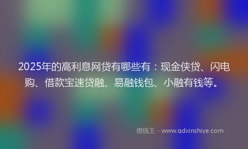 2025年的高利息网贷有哪些有：现金侠贷、闪电购、借款宝速贷融、易融钱包、小融有钱等。