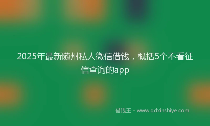 2025年最新随州私人微信借钱，概括5个不看征信查询的app