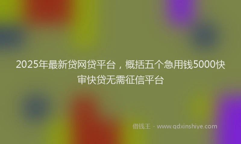 2025年最新贷网贷平台，概括五个急用钱5000快审快贷无需征信平台