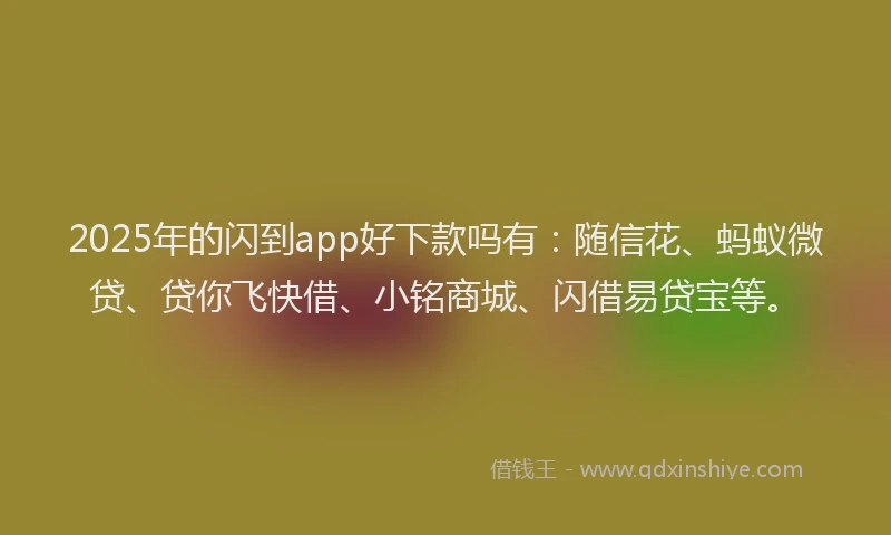 2025年的闪到app好下款吗有：随信花、蚂蚁微贷、贷你飞快借、小铭商城、闪借易贷宝等。