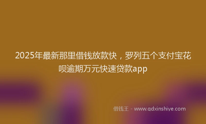 2025年最新那里借钱放款快，罗列五个支付宝花呗逾期万元快速贷款app