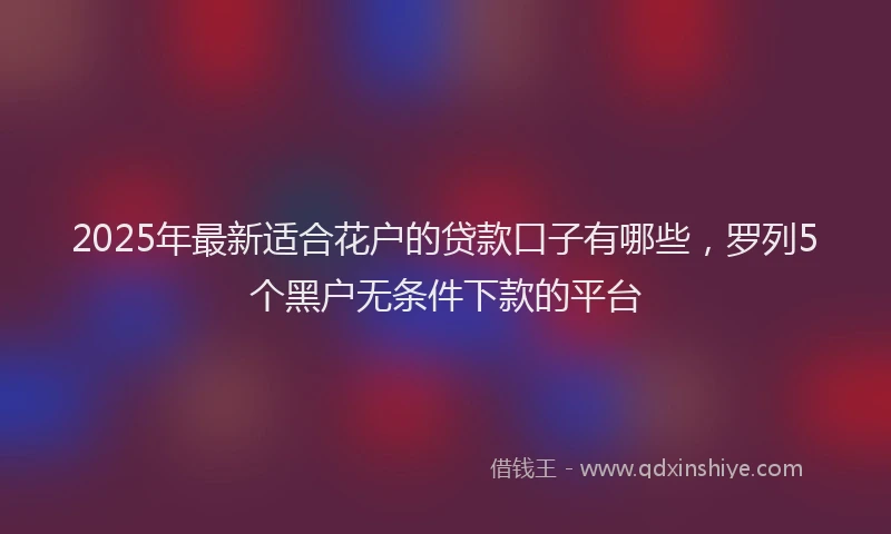 2025年最新适合花户的贷款口子有哪些，罗列5个黑户无条件下款的平台